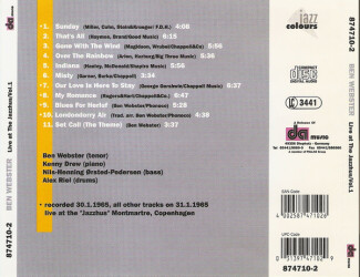 Live At The Jazzhus Montmartre, Vol. 1 874710-2 2