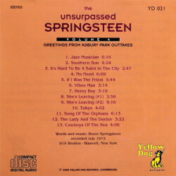 The Unsurpassed Springsteen Volume 4 - Greetings From Asbury Park Outtakes YD 021 2
